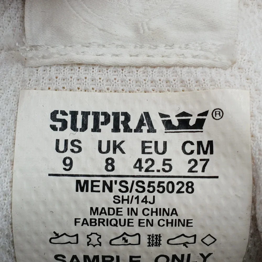 Supra Hammer Run White Mens Size9 Skateboard Sneakers Shoes Sports‎ S55028